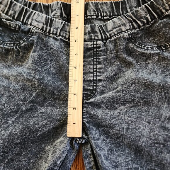 Hype Black Acid Wash Pull On Jegging Jeans Pants Large Low Rise - Picture 6 of 7